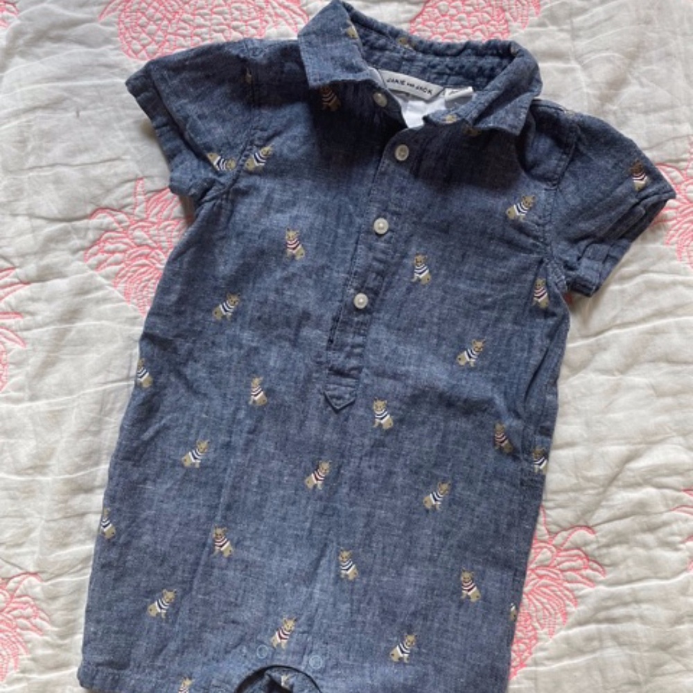 Janie Jack chambray denim baby romper
